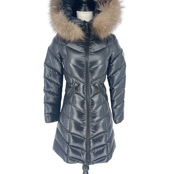 Moncler Fulmarus Fox Fur Trimmed Long Down Jacket in Black - Picture 7 of 16